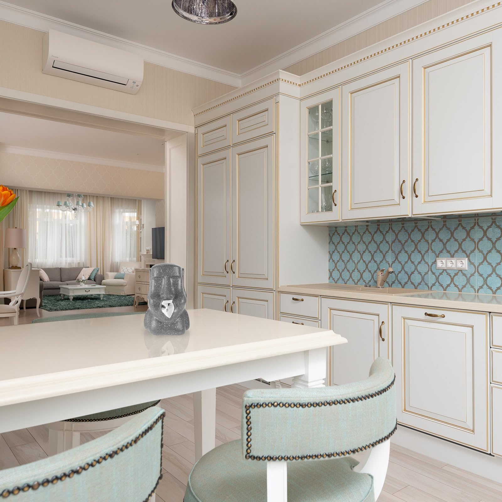 Resina Porta Fazzoletti Decorativo, Apertura Ampia per Bagno