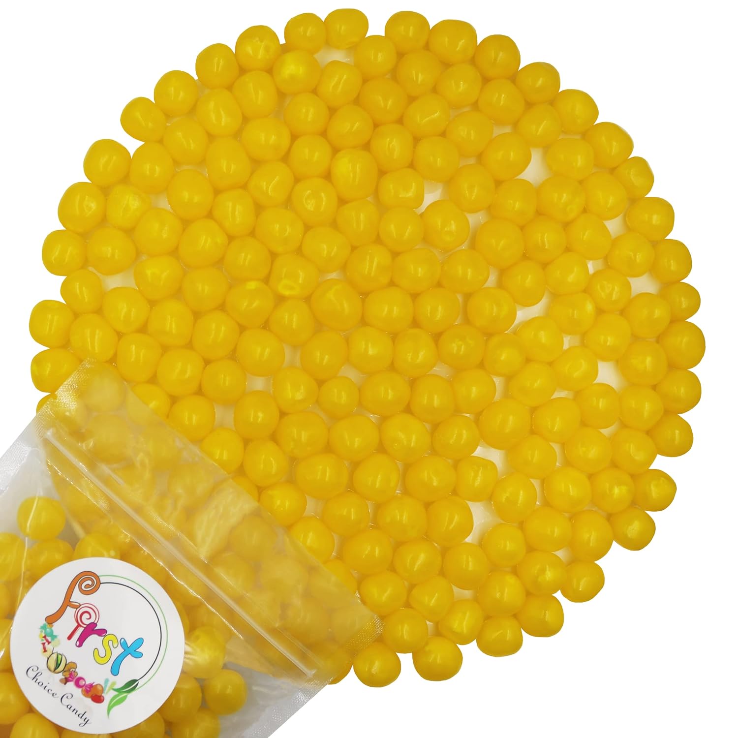 Sour Chewy Fruit Candy Balls (Yellow Lemon, 1 Pound
