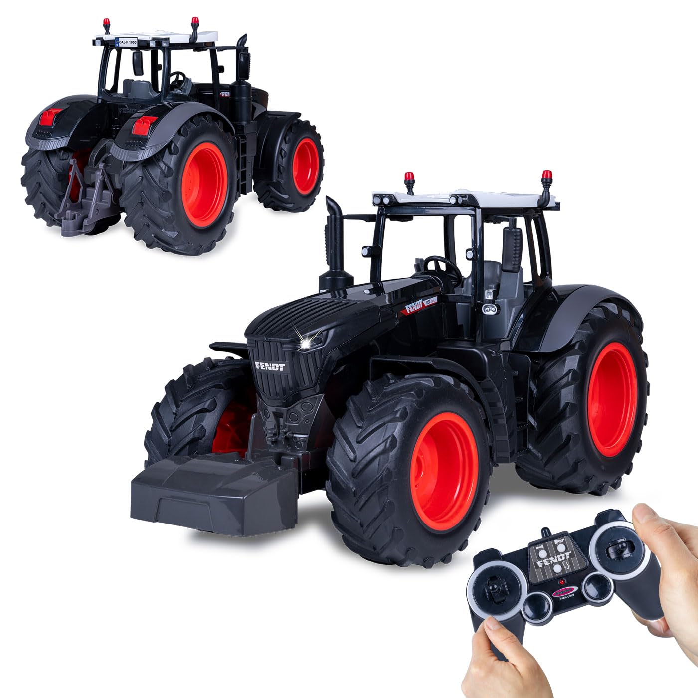 JAMARA 405365 Fendt 1050 Vario 1:16 2,4 GHz Black Special Edition, trattore Fendt Vario, giocattolo Trecker telecomandato RC per bambini, modello di veicolo agricoltura, sistema di plug RC