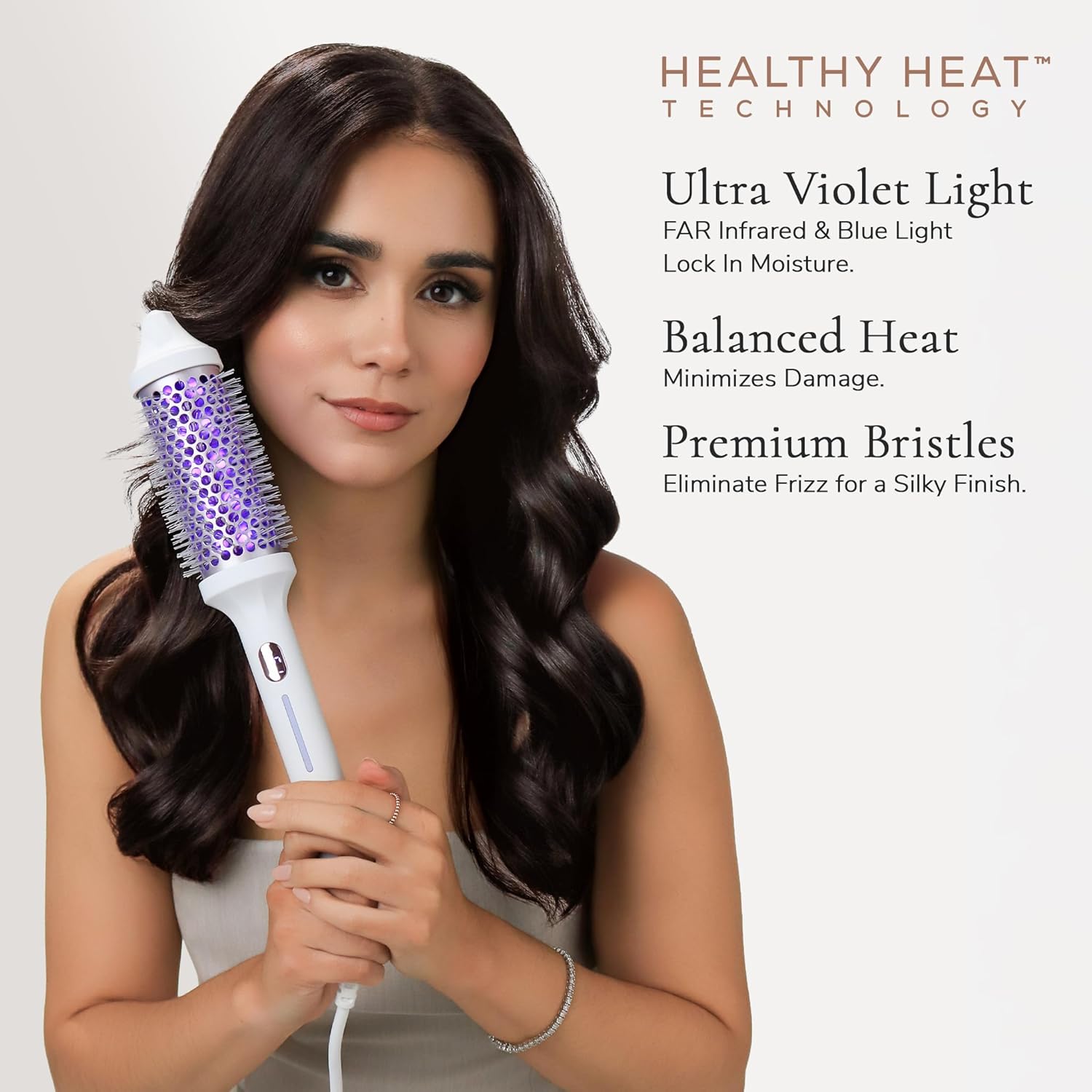 SUTRA Ultra Violet Thermal Brush - Infrared Heated Styling Brush with Blue Light, Ionic Technology, Digital Temp Control to 450°F, Dual Voltage, Auto Shut Off, Frizz-Free Shine - Image 2