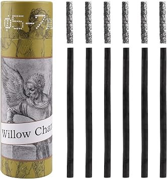 Willow Charcoal Sticks, Natural Willow Charcoal for Artists, Beginners or Kids of All Skill Levels, Great for Sketching, Drawing and Shading, Approx 5-7mm in Diameter, Pack of 25