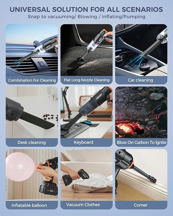 MBNGF X9 ULTRACar Vacuum Portable Cordless, 35000PA High Power Suction & Blower, Wireless Handheld Vacuum Cleaner for Car, Home, Office, Pet, Black by MBNGF - Used condition - Image 2