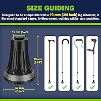 Vista 2 de supregear Puntas de bastón de 3/4 pulgadas (paquete de 2), almohadilla de goma de repuesto antideslizante para todo terreno, resistente, 0.75