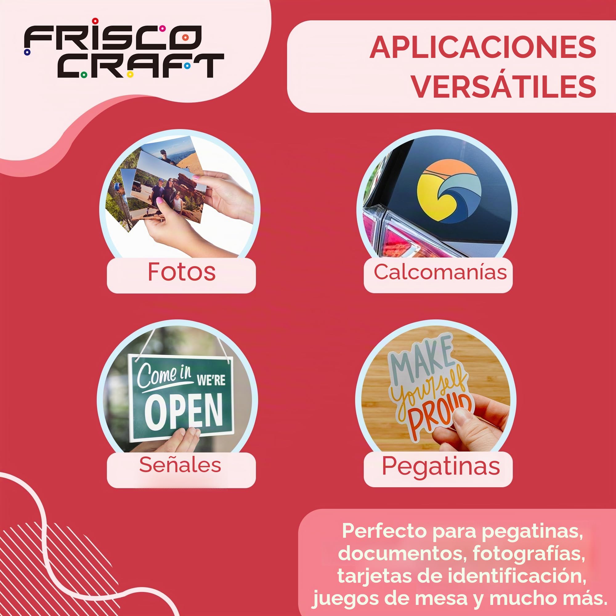 Frisco Craft Rollo de laminado autoadhesivo transparente brillante de 12 pulgadas x 30 pies | Láminas autolaminadas para calcomanías, calcomanías, fotos y más, sin sellado térmico, hojas transparentes