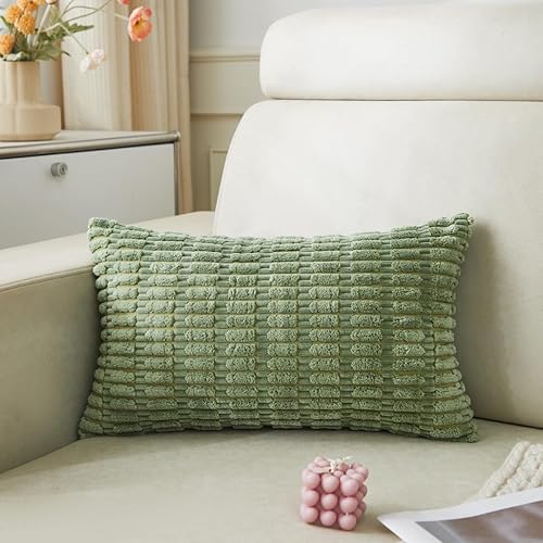 Miniatura 32 de Sunday Praise Paquete de 2 fundas de almohada decorativas de pana de 18 x 18 pulgadas, fundas de almohada cuadradas de rayas bohemias suaves