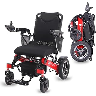 ActiWe Electric Wheelchair Scooter Mobility, Electric Wheelchairs for Adults Lightweight Foldable Motorized Wheelchair, All Terrain Wheel Chair, Folding Portable Power Wheelchair for Seniors (RED)