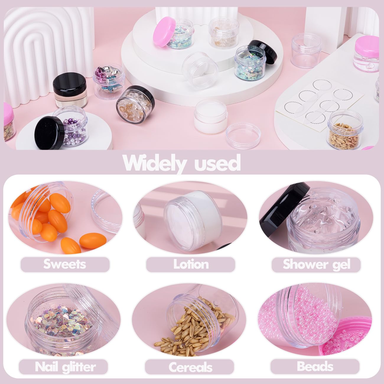 10 Stück Runde Kunststoffgläser 60ml, Auslaufsicher, Für Cremes & Kosmetik Unterwegs