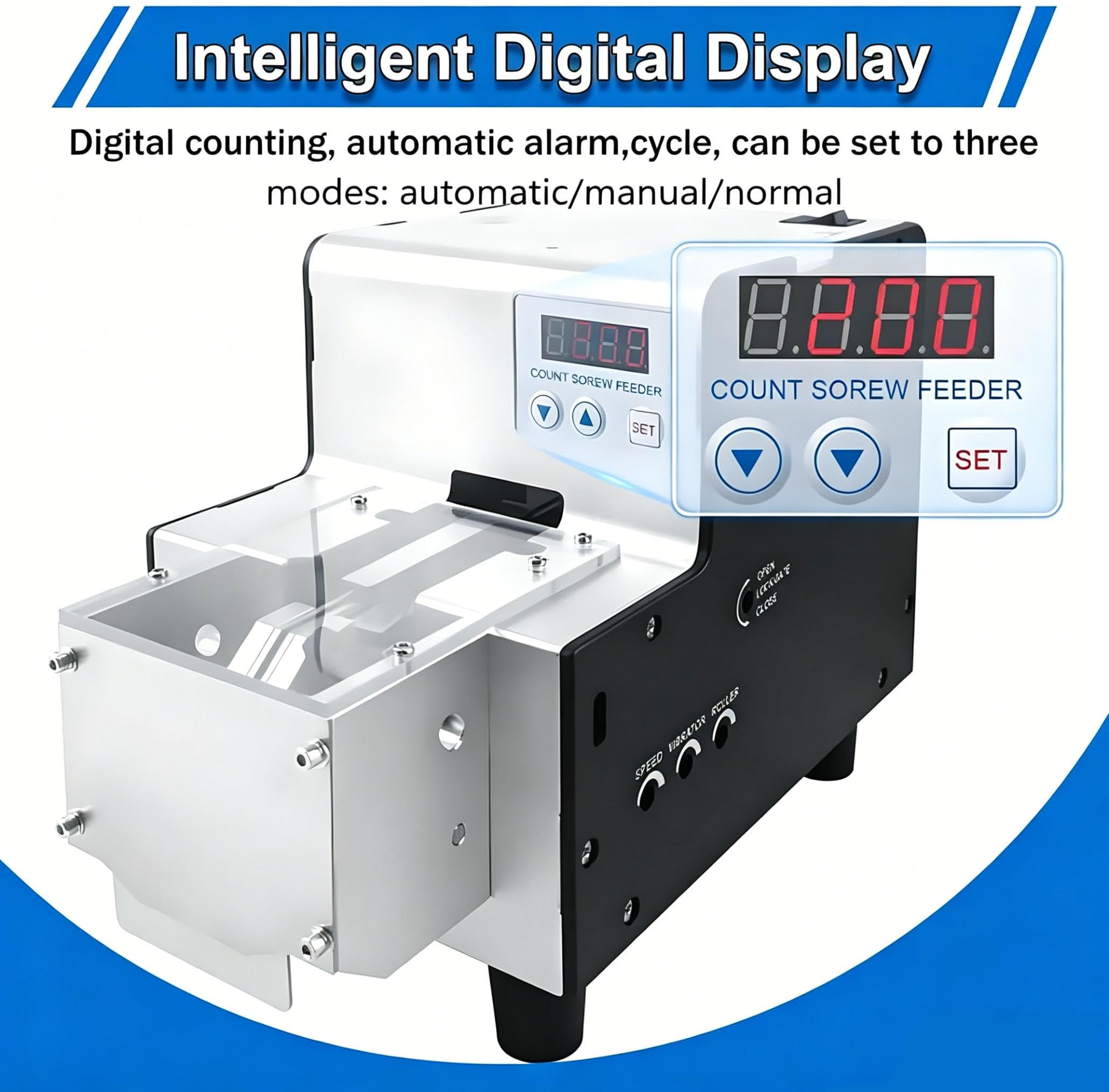 Contadora eléctrica de Tornillos 110V/220V - Pantalla LED, riel Ajustable de 1,0 a 5,0 mm, Herramienta Industrial para la organización y el conteo eficiente de Tornillos.
