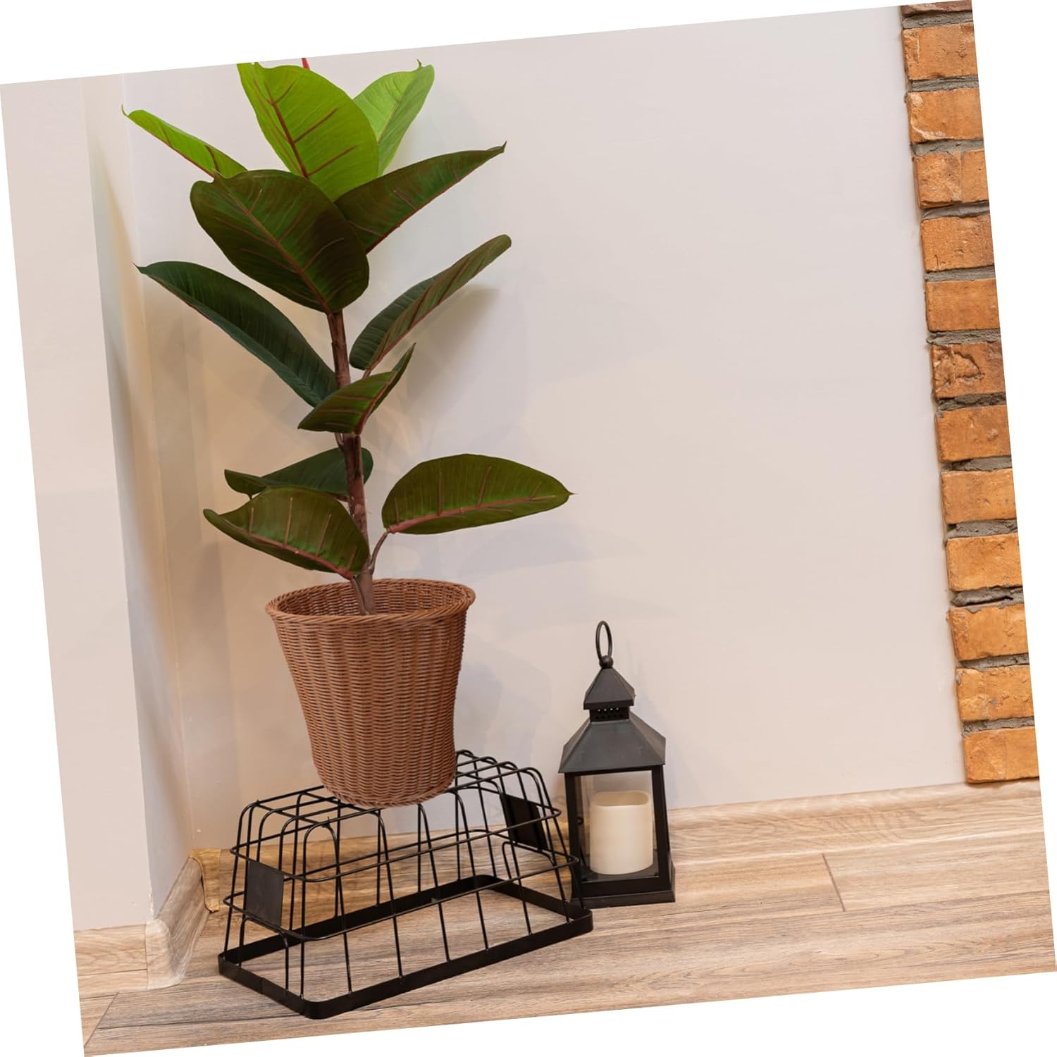 Rattan Woven Trash Can Compost Bin Kitchen Storage Basket Outdoor Bin for Organization Home Decor Trash Basket Random Color