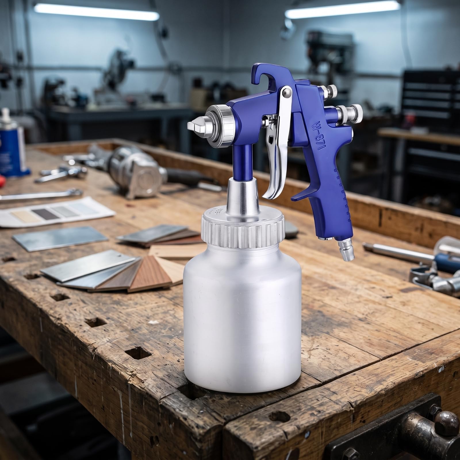 Pistola Pintura con Vaso Metálico Neumática Pistola Pulverización Pintura Ergonómica Herramienta para Pintores, Bricolaje