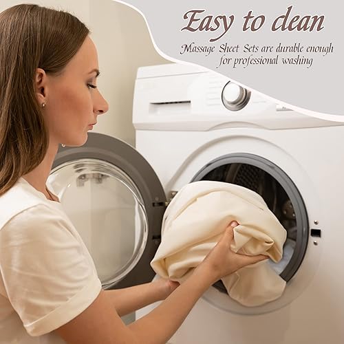 Miniatura 7 de Juego de 4 sábanas de microfibra suave para mesa de masaje, juego de 3 piezas, incluye sábana encimera de masaje, sábana bajera ajustable y funda