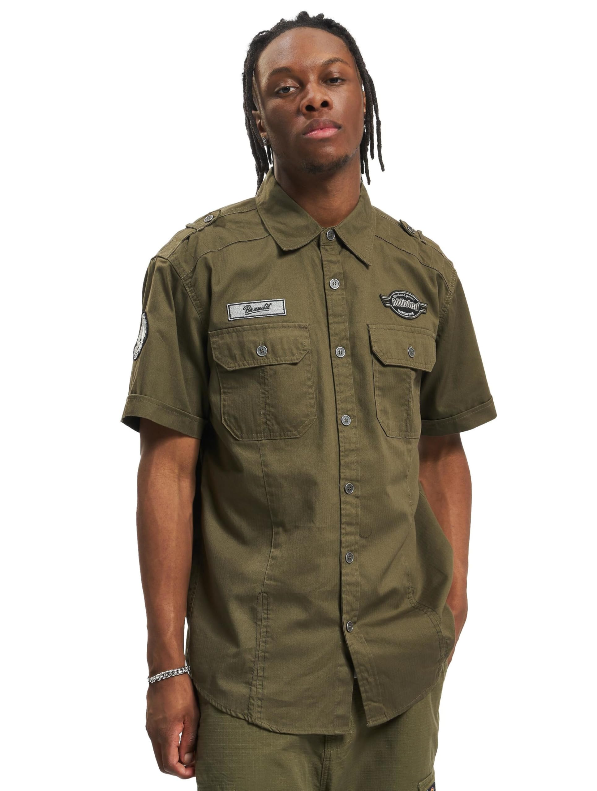 Brandit Men's Olive Luis Vintage Short Sleeve Shirt