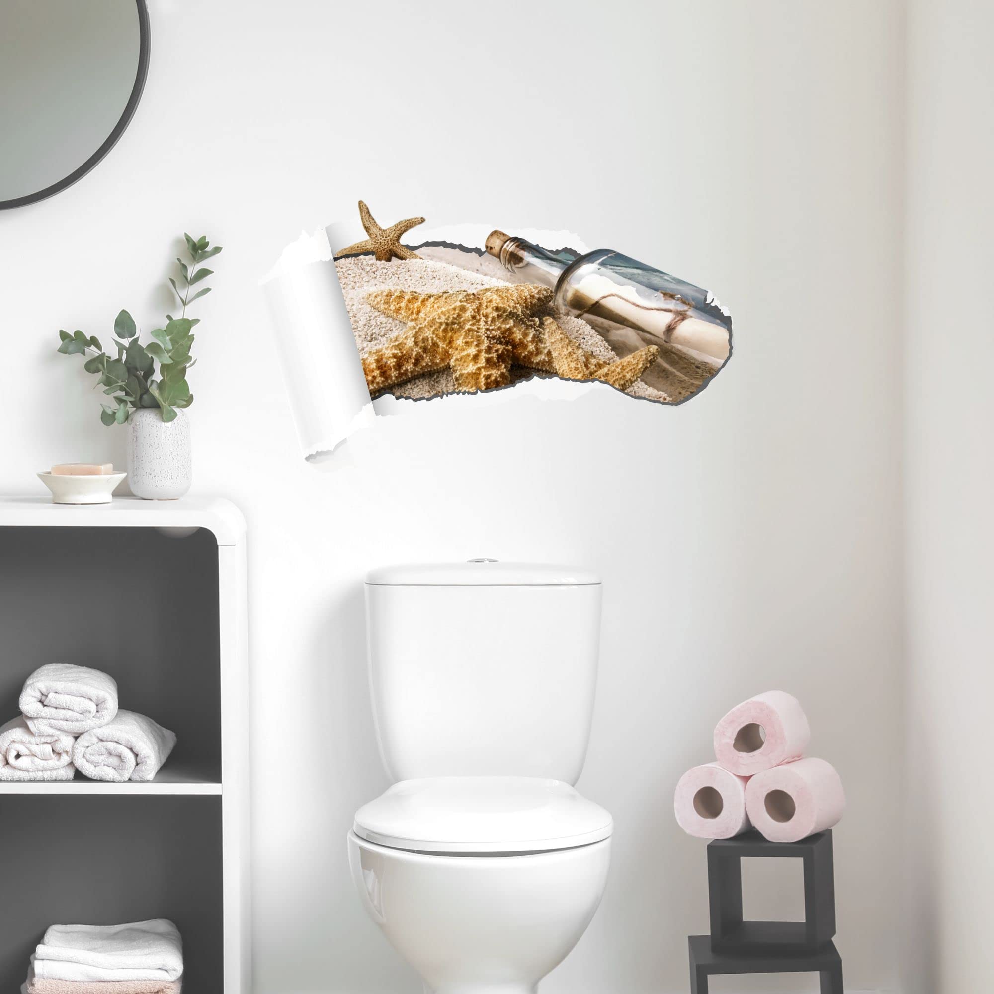 Wandtattoo Badezimmer 'Bullauge Goldfische' – Maritime Deko, Selbstklebend, 57x57 Cm, Für Fliesen, Tapeten, Türen, Made In Germany