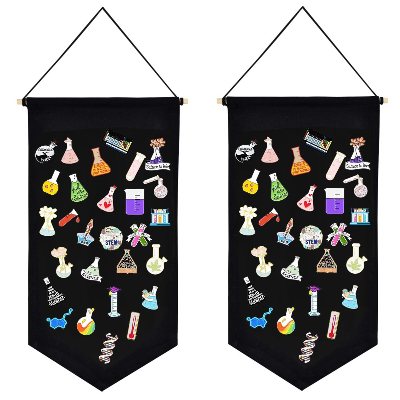 Junbyuhu 2PCS Pin Wall Display Banners Blank Wall Canvas Banner Badge Collection Board Pin Banners Decorative DIY Plaque for Display Buttons and Label Collections (Black Color)