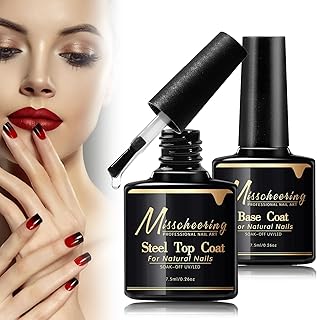 2 * 7.5ml Base and Top Coat Gel Nail Polish No Wipe Gel Base and Top Coat,Soak Off UV LED Gel Nail Polish Base and Top Coat Set,Long Lasting Glossy Shine Gel Nail Polish for Art Manicure Salon