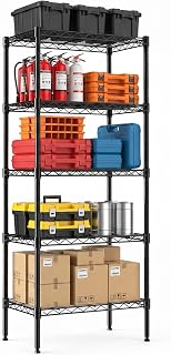 NEWBULIG 5-Tier Wire Storage Shelves, 200 lbs Heavy Duty Steel Rack, Black