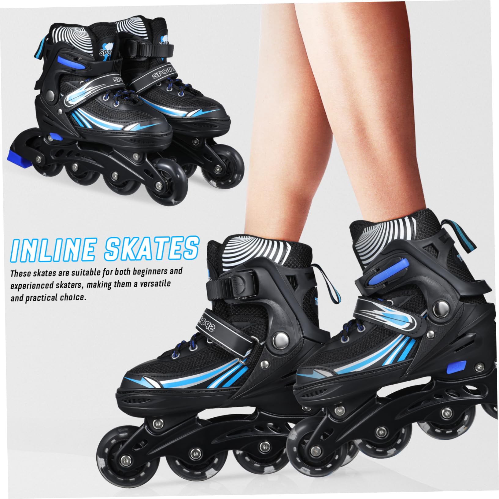 SUPVOX Adult Inline Skates Women's and Men's Skates Comfort Fit Adjustable Size Stylish Design for Levels
