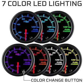 Amazon.com: GlowShift Black 7 Color 100 PSI Fuel Pressure