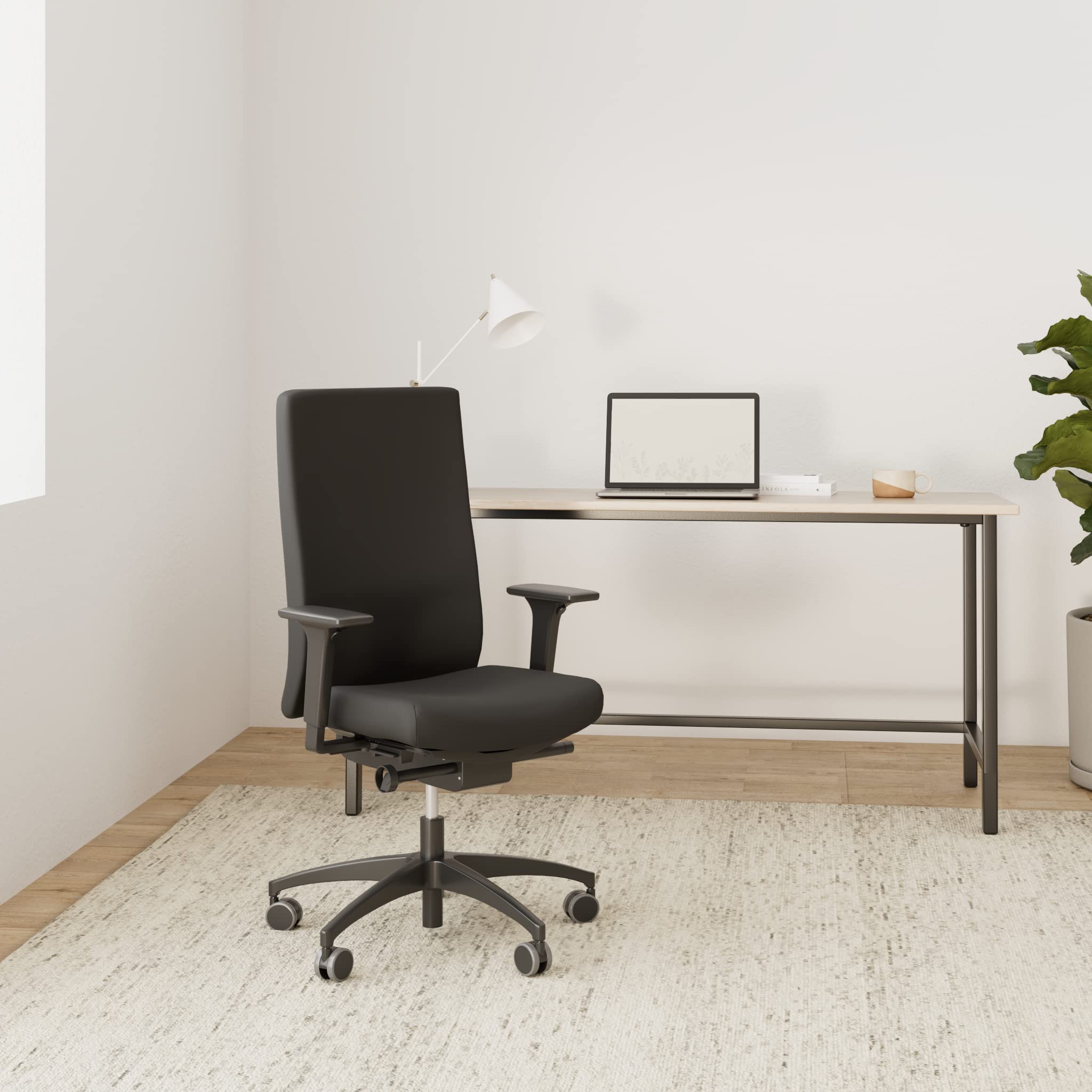 Dauphin Adjust Evo Cozy Colours | ergonomischer Bürostuhl mit höhenverstellbarer Rückenlehne (7cm) | Schreibtischstuhl mit höhen und breitenverstellbaren Armlehnen für Büro & Homeoffice (schwarz)