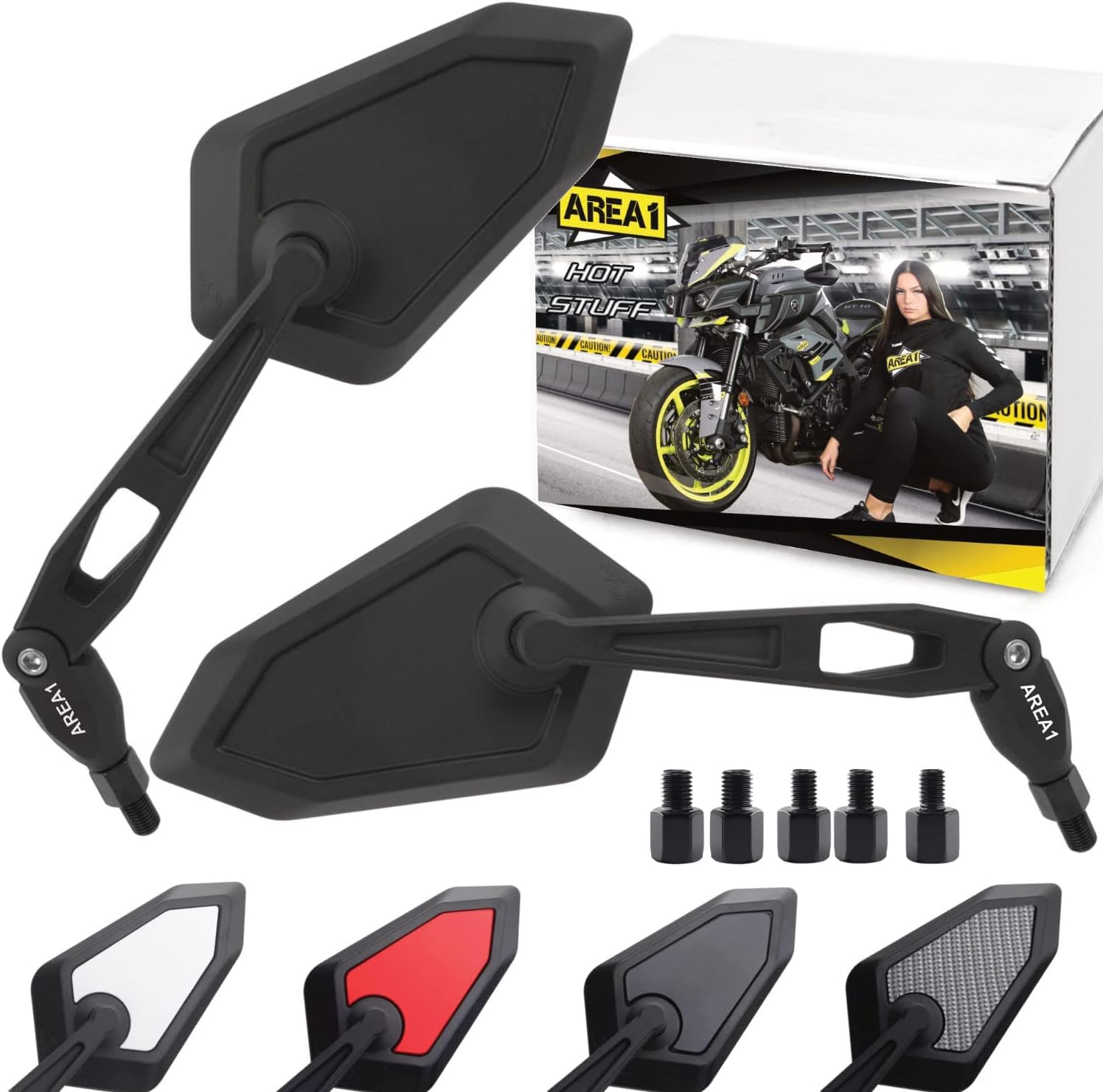 Area1 2x Sport Achteruitkijkspiegel voor motor, motorfiets, set (rechts