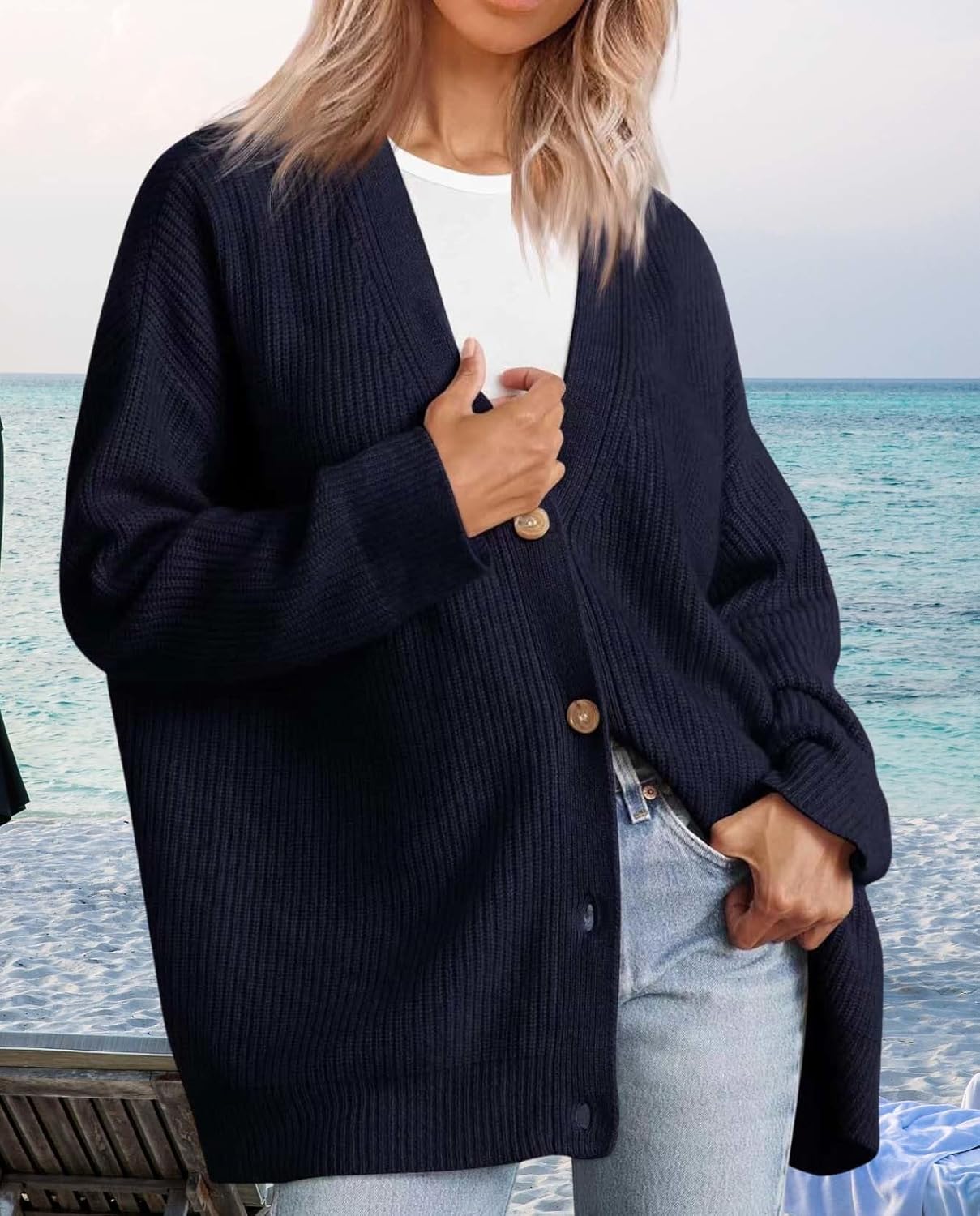 Womens Fall Fashion Oversized Lightweight Warm Knit Jacket Elevate Your Fashion Taste Work And Casual Wear - Image 2