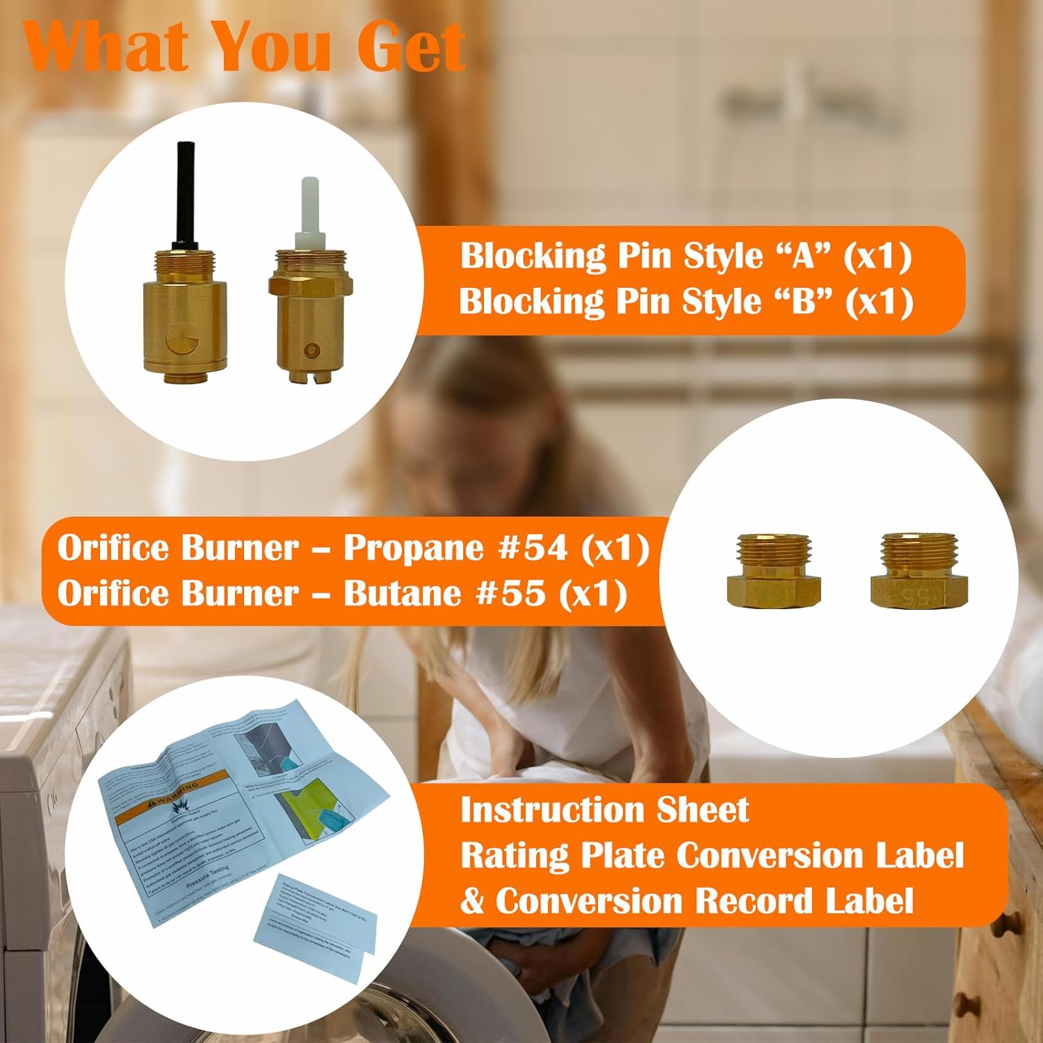 W11581316 Gas Dryer Liquid Propane Conversion Kit for 29-Inch Gas Dryers, Compatible with Whirlpool, Maytag, Kenmore, Amana, OEM LP Kit for 22000 BTU/Hr Performance