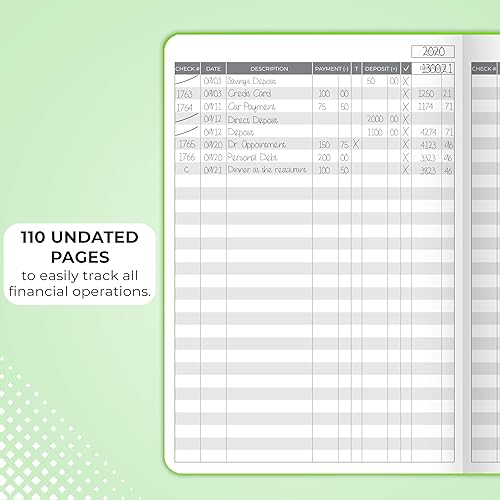 Miniatura 3 de Clever Fox Libro de registro de cheques - Registro de transacciones de lujo, libro de contabilidad contable, registro de chequera y libro de