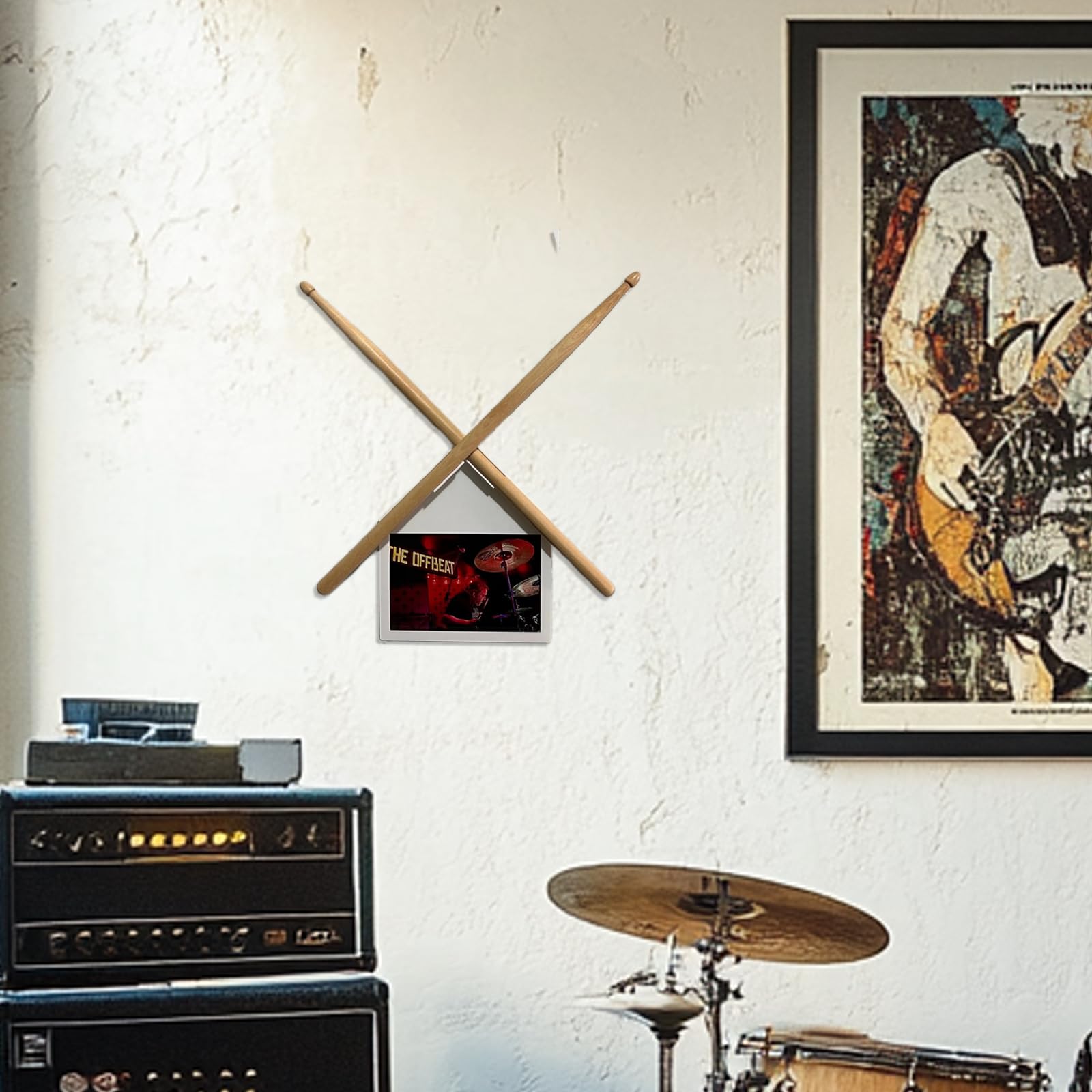 NATUHODE Wall Mount Drum Stick Holder, Drum Stick Display Rack for Collecting and Displaying, Card Holding Drum Stick Holder, Unique Drum Stick Display Rack for Drummers