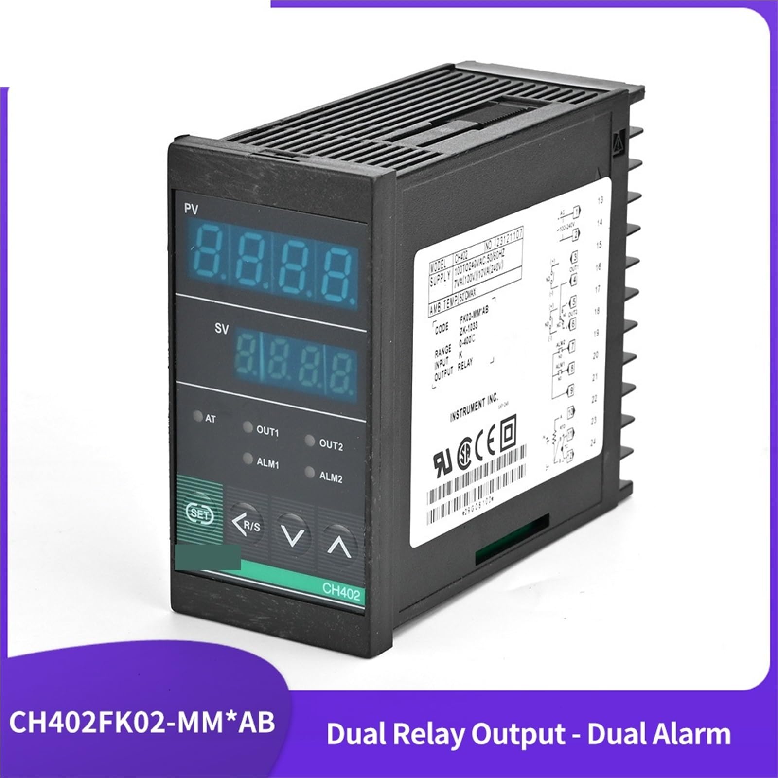 1 Uds CH402FK02-MM * AB salida de relé Dual alarma Dual controlador de temperatura PID termostato con pantalla Digital AC110V-240V 400 ℃