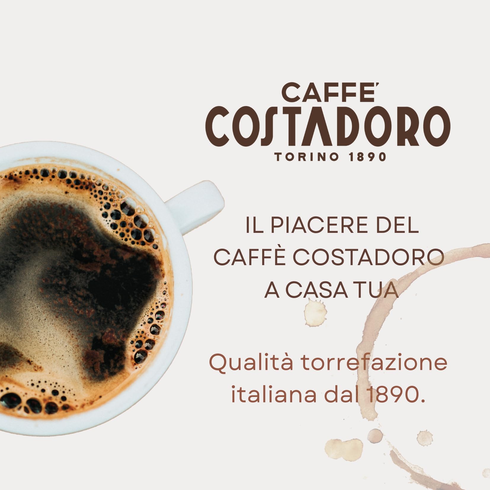 Costadoro Cento, kawa mielona do kawiarki moka, mieszanka 100% Arabica, 12 saszetek po 180 g każda, smak delikatny i zrównoważony, Włoska jakość