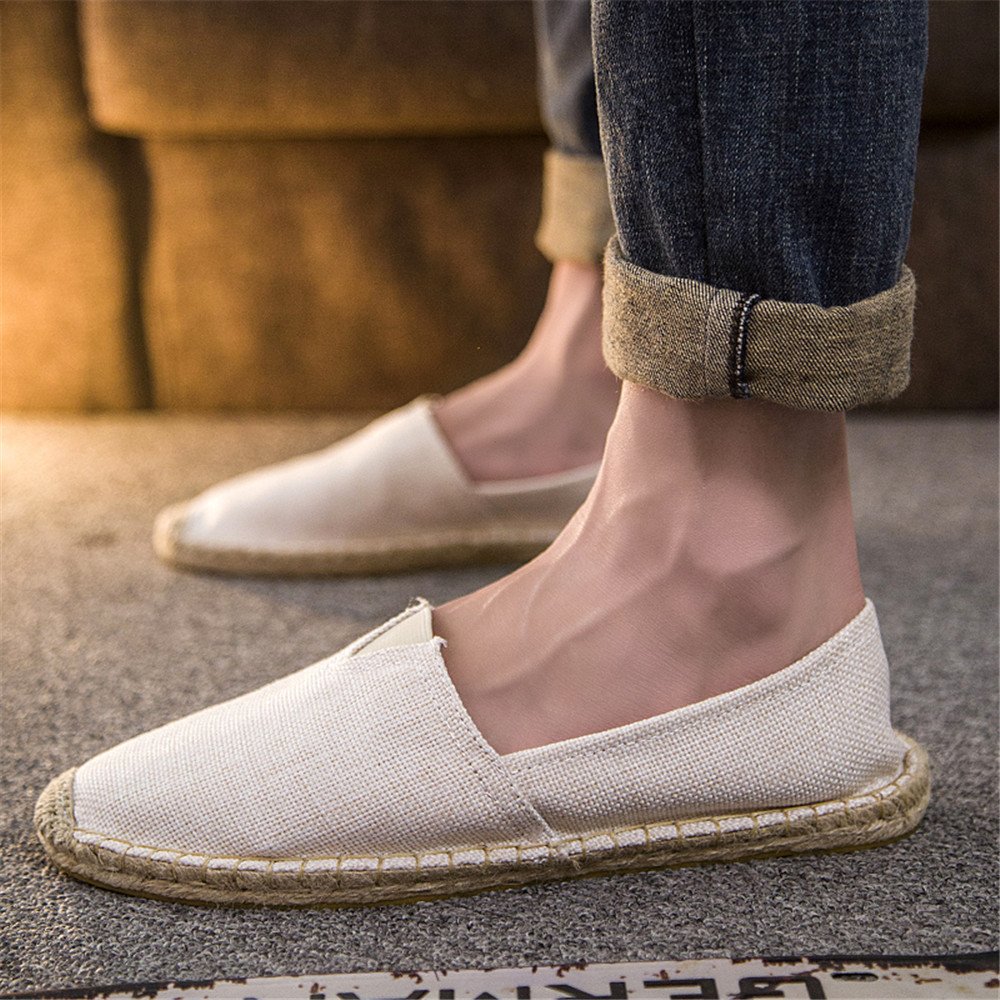 Paille Chaussures de plage en lin pour homme et femme Espadrilles plates à enfiler