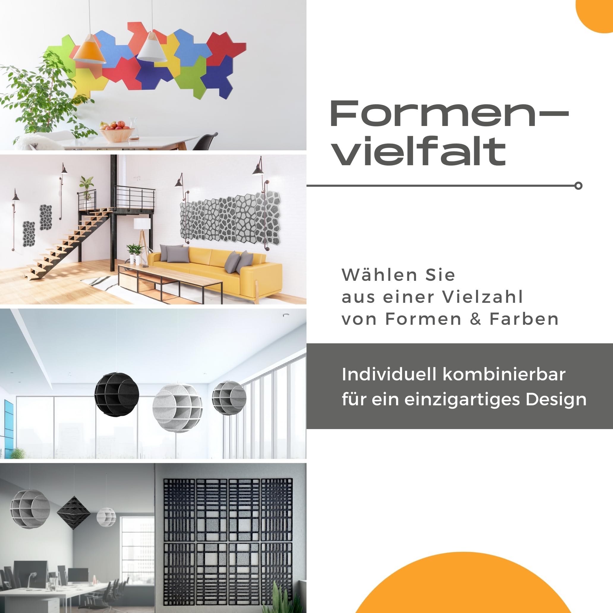 platino24 SATELLITE Akustikobjekt Kugel für die Decke – 40cm – Lichtgrau | Schalldämmung – Verbesserung der Raumakustik – 40cm Durchmesser – langlebig, extrem robust – 10-tlg. Steck-Set