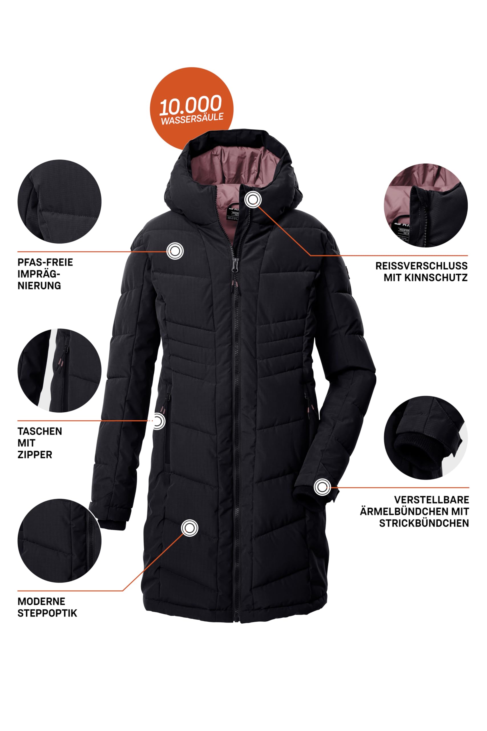 Killtec Kow 219 Grls Qltd Ct Cappotto trapuntato/funzionale in piuma d'oca con cappuccio Bambine e ragazze