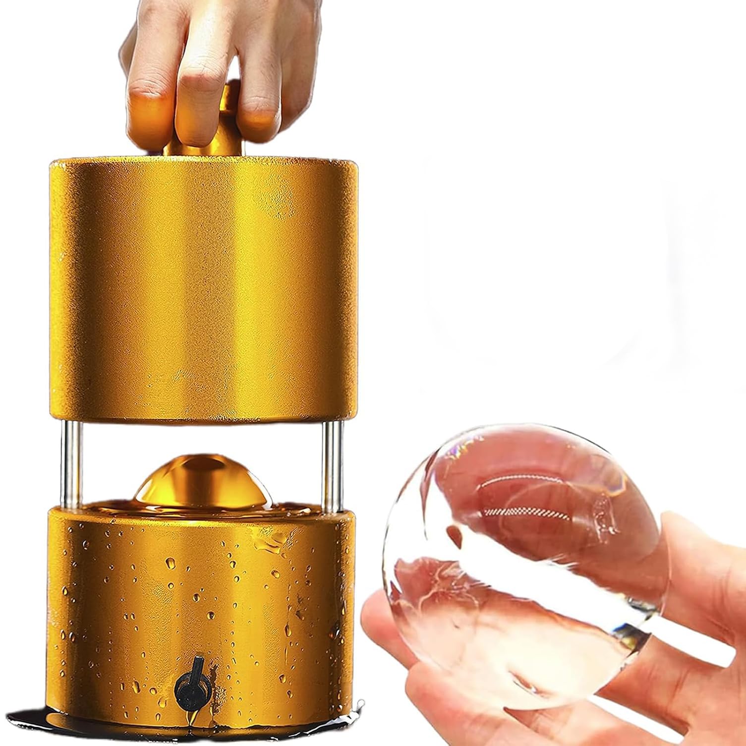 QINGHEDZSW Ice Ball Maker, 75mm Sphere Ice Cube Mold, Aircraft Grade Aluminum, For Whiskey & Bourbon, Chilling Cocktails