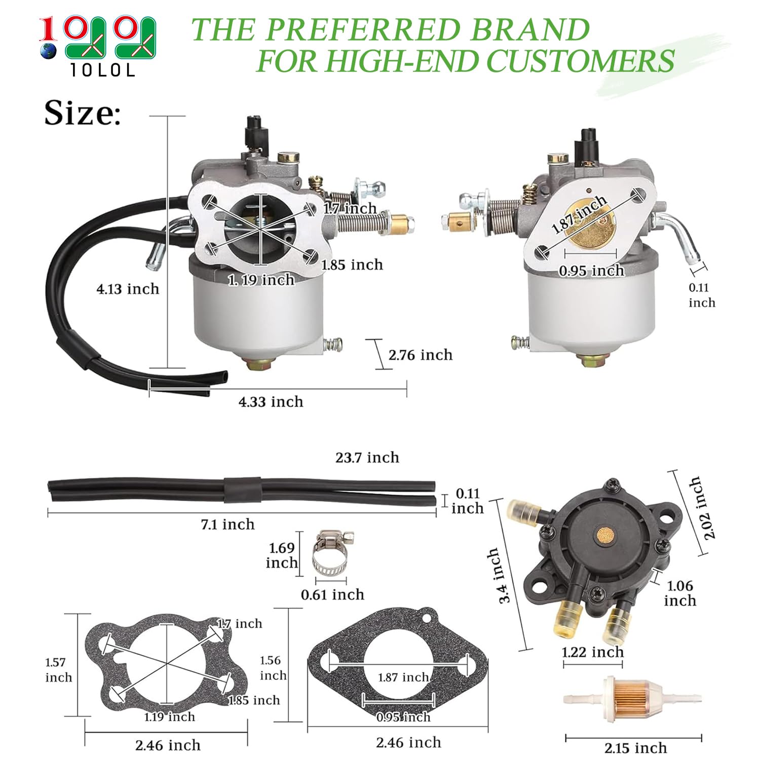 10L0L Kit carburatore pompa carburatore per EZGO-Golf-Cart-TXT-Medalist Marathon 1991-successivi 4 tempi con motori 295cc, sostituisce OEM 72840-G01 26645-G01 72558-G02 26726-G01 26727-G01 601 3901