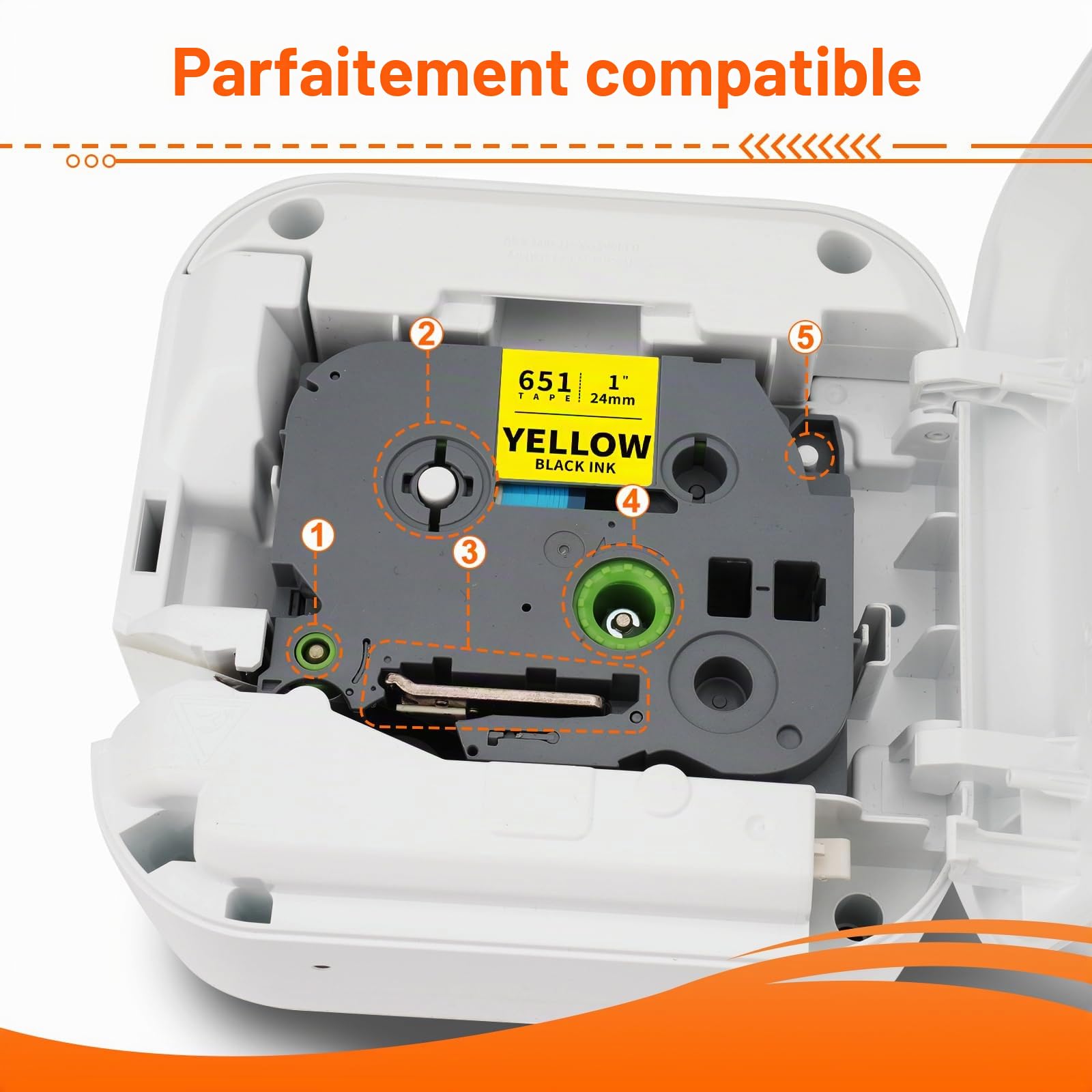 3x Labelwell Ruban pour Brother TZe651 TZe-651 TZ651 24mm x 8m Noir sur Jaune Ruban Etiqueteuse Cassette pour Brother Ptouch PT-P700 2430 D600VP 9700PC P750W P710BT PT-H500LI E550WVP PT-E500VP D600VP