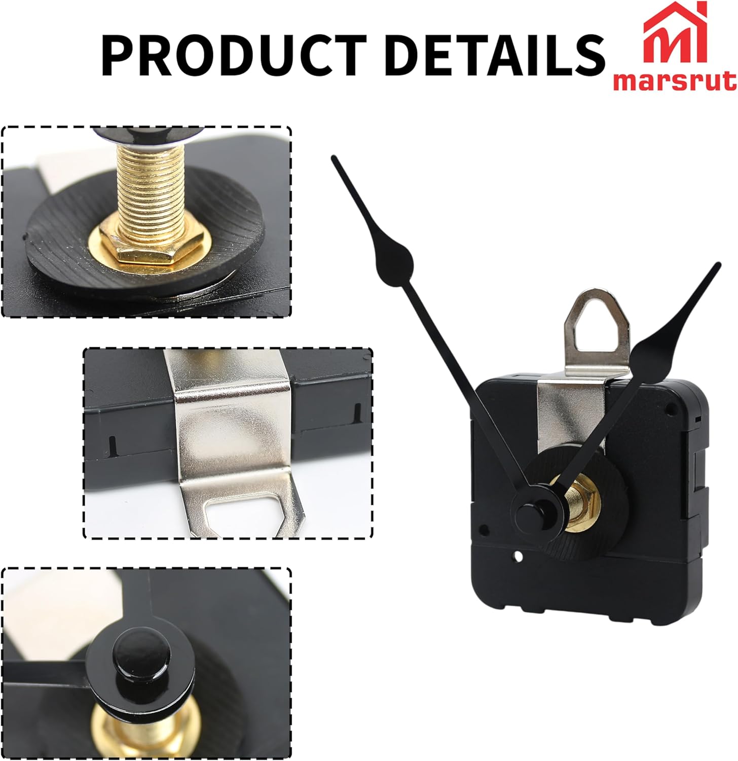 HR1688 Quartz Clock Movement Replacement Mechanism Kit, 22.5 mm Long Shaft, 14.5 mm Thread, Fits Dial Thickness up to 11 mm, Includes 70 mm Hour Hand & 95 mm Minute Hand, High Torque for DIY Repair