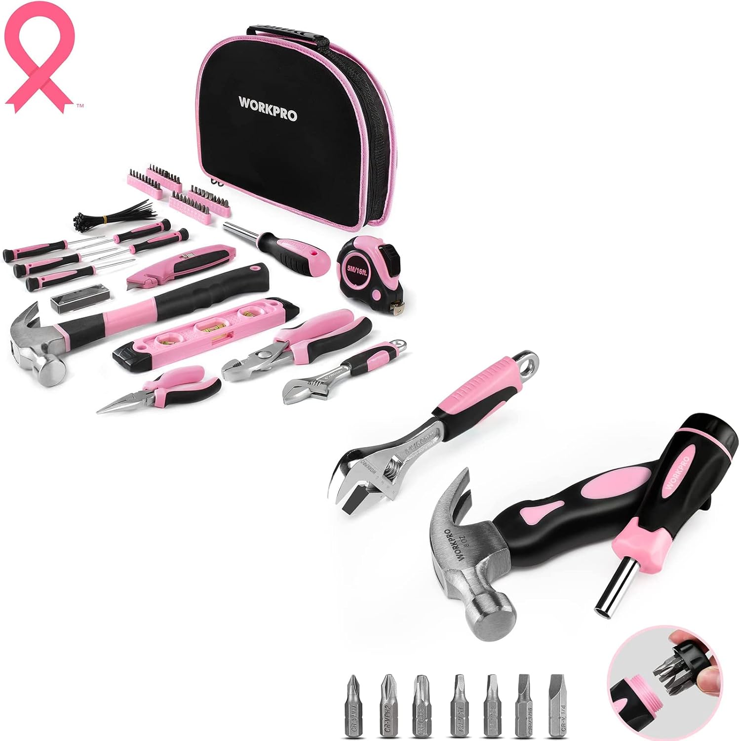 WORKPRO 103Piece Pink Tool Kit+10piece Pink Tool Kit