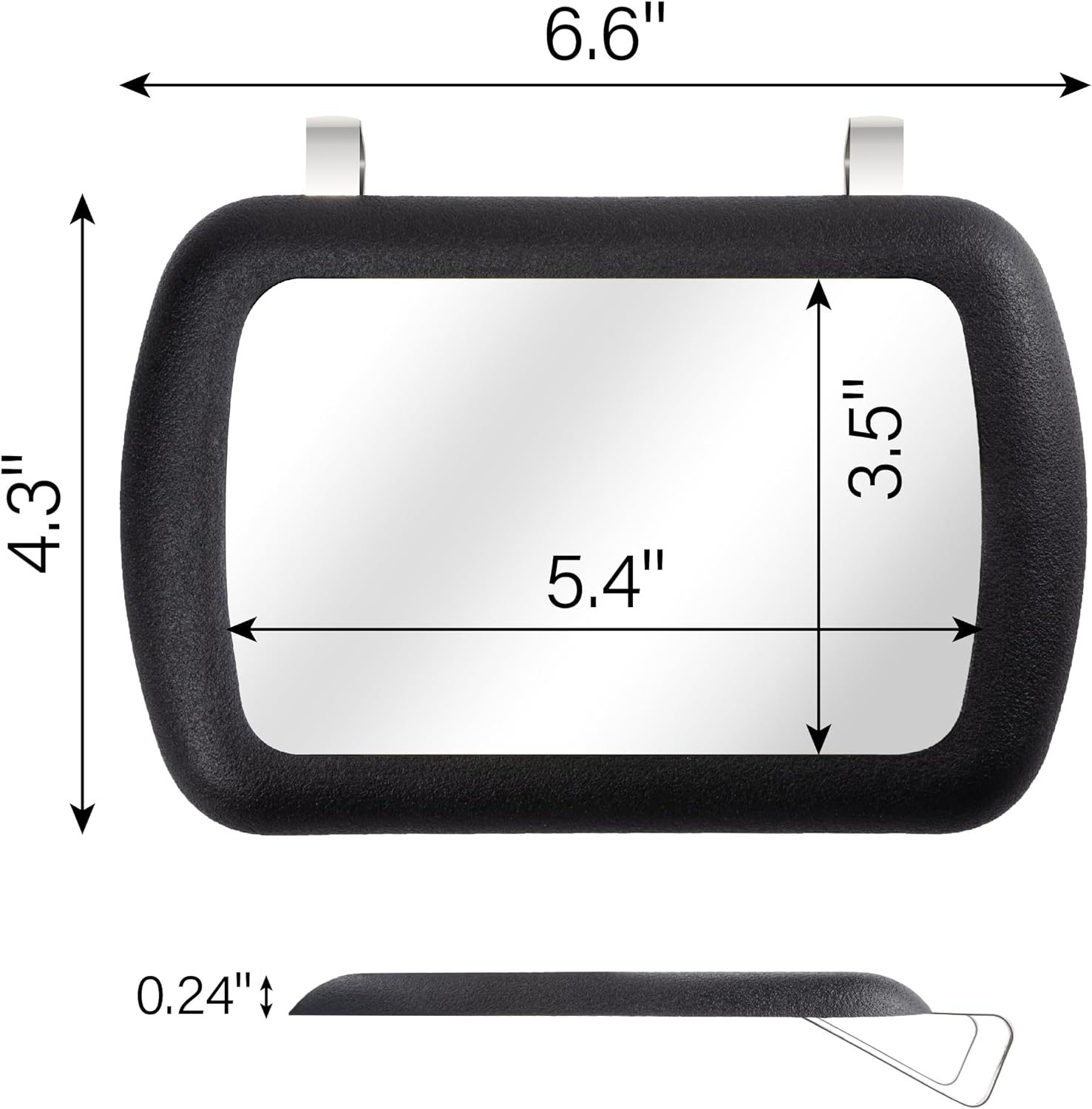 BFXM Car Visor Mirror, Universal Clip-On Car Mirror Vanity, Sun Visor Mirror, Mirror for Car, SUV, Truck and Various Vehicles, Car Accessories for Women Men, Black Visor Mirror