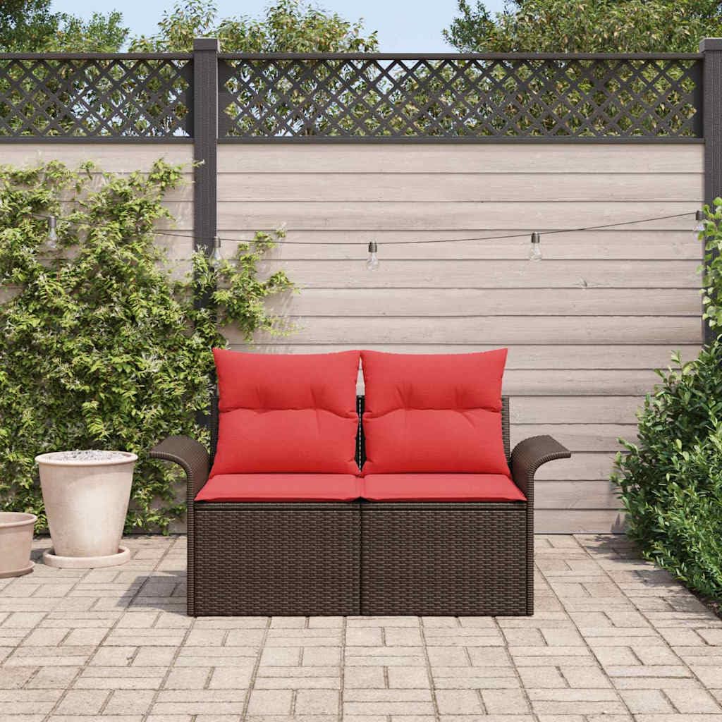 Divano da giardino con cuscino, in polyrattan, 141 x 62 x 69 cm, resistente alle intemperie, modulare, leggero, per balcone, terrazza, lounge all'aperto, accogliente gruppo di sedute