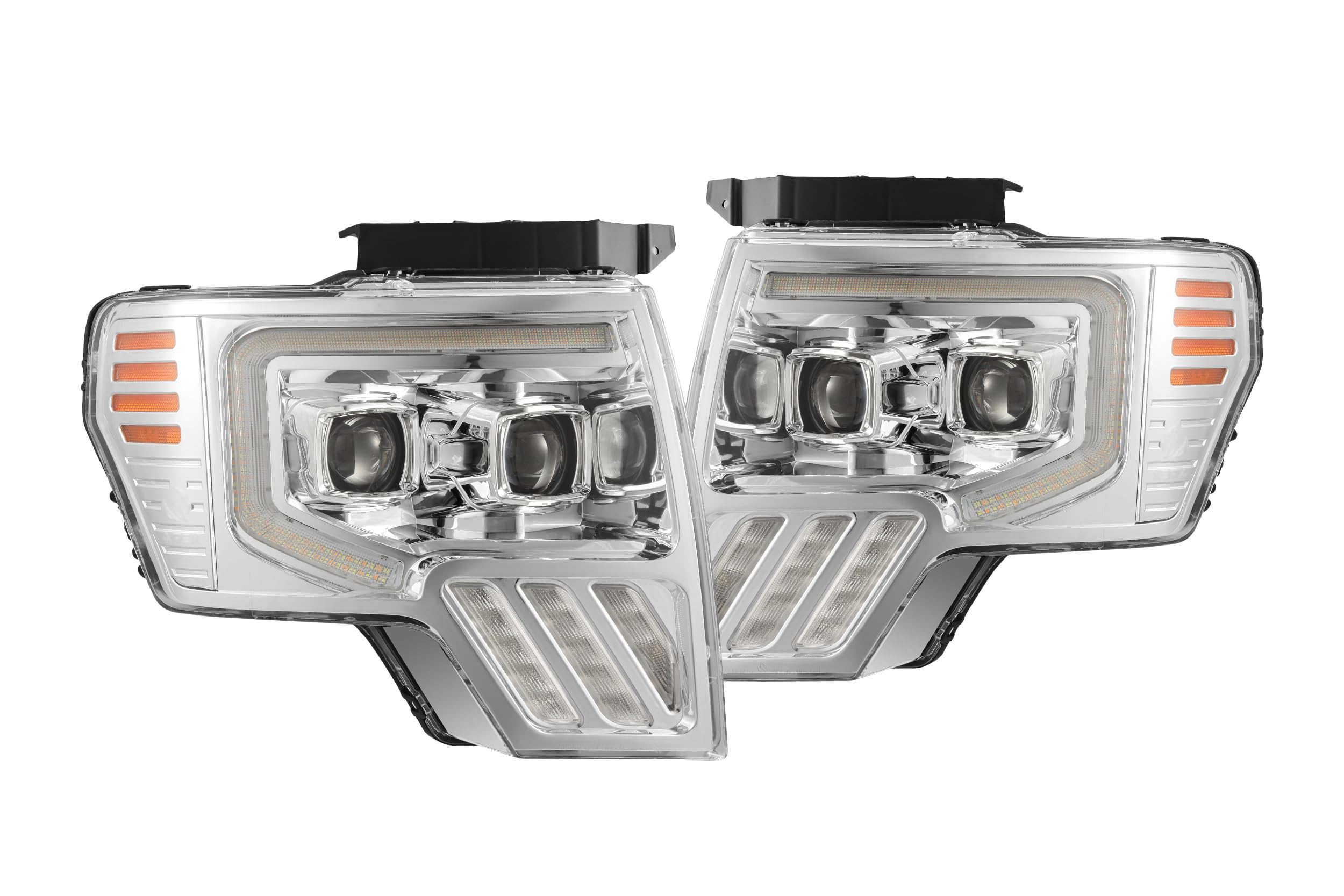 AlphaRex PRO-Series LED Projector Headlights Chrome Replacement compatible with 09-14 Ford F150 Head Lamps