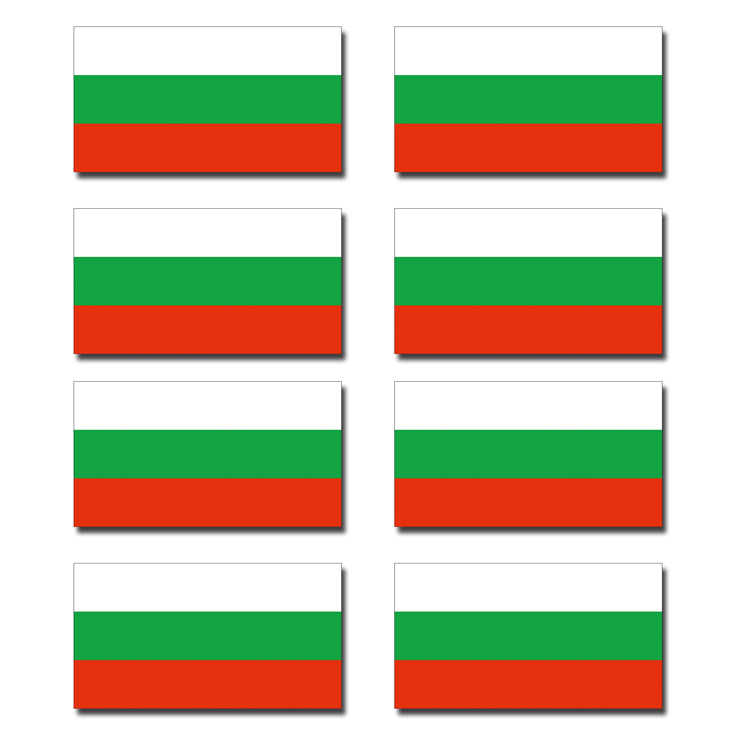 Destinationvinyl Multi 8 X Glossy Vinyl Stickers - Bulgaria Bulgarian Small Flag Flags Helmet Bike Motorbike #0196 (1Cm Tall X 1.84Cm Wide)