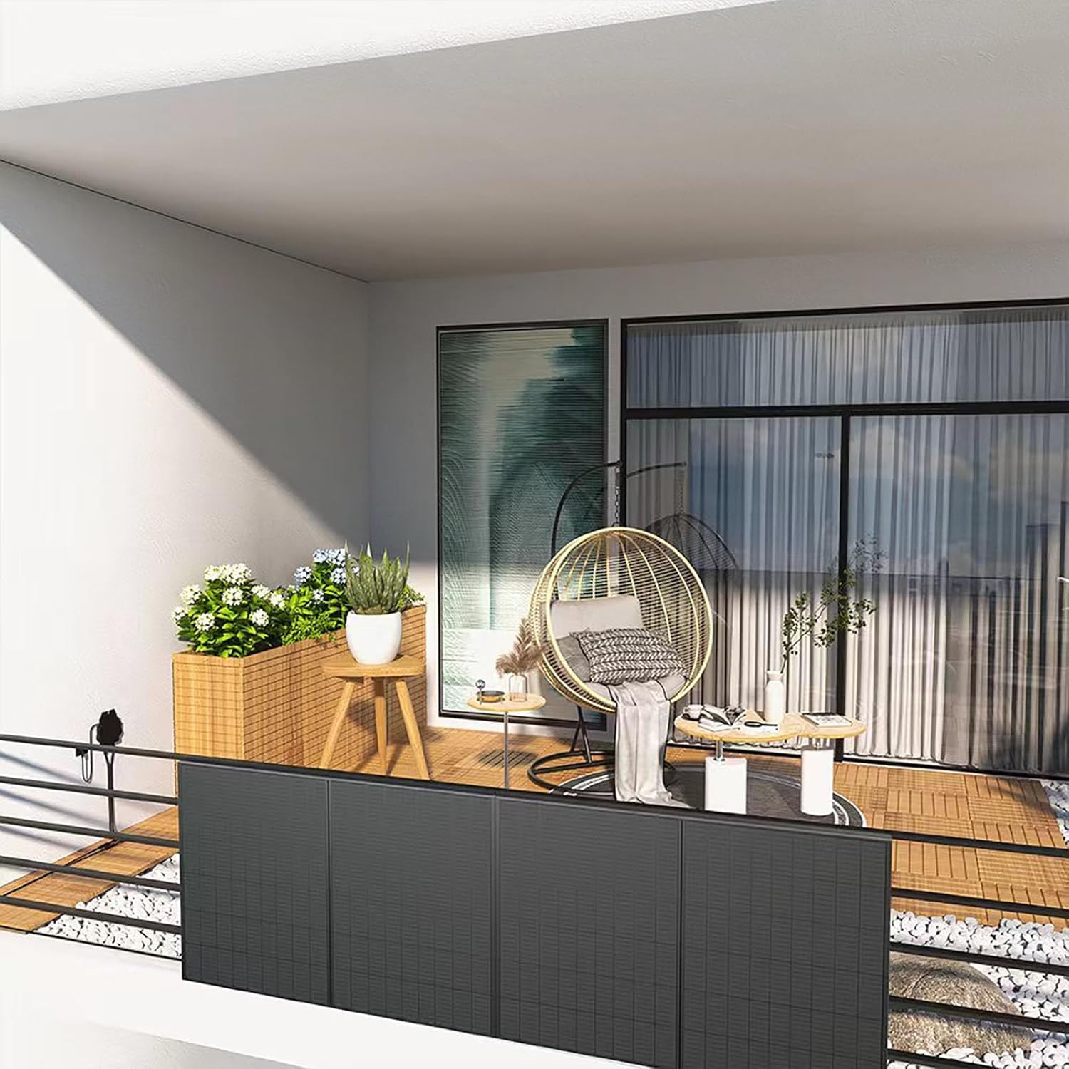 AUSTA Bifacciale Pannello Solare 440W Monocristallino Pannello Fotovoltaico, Per Impianto Fotovoltaico Completo, Impianto Solare da Balcone, Per Tetto Inclinato, Balcone, Tetto Piano