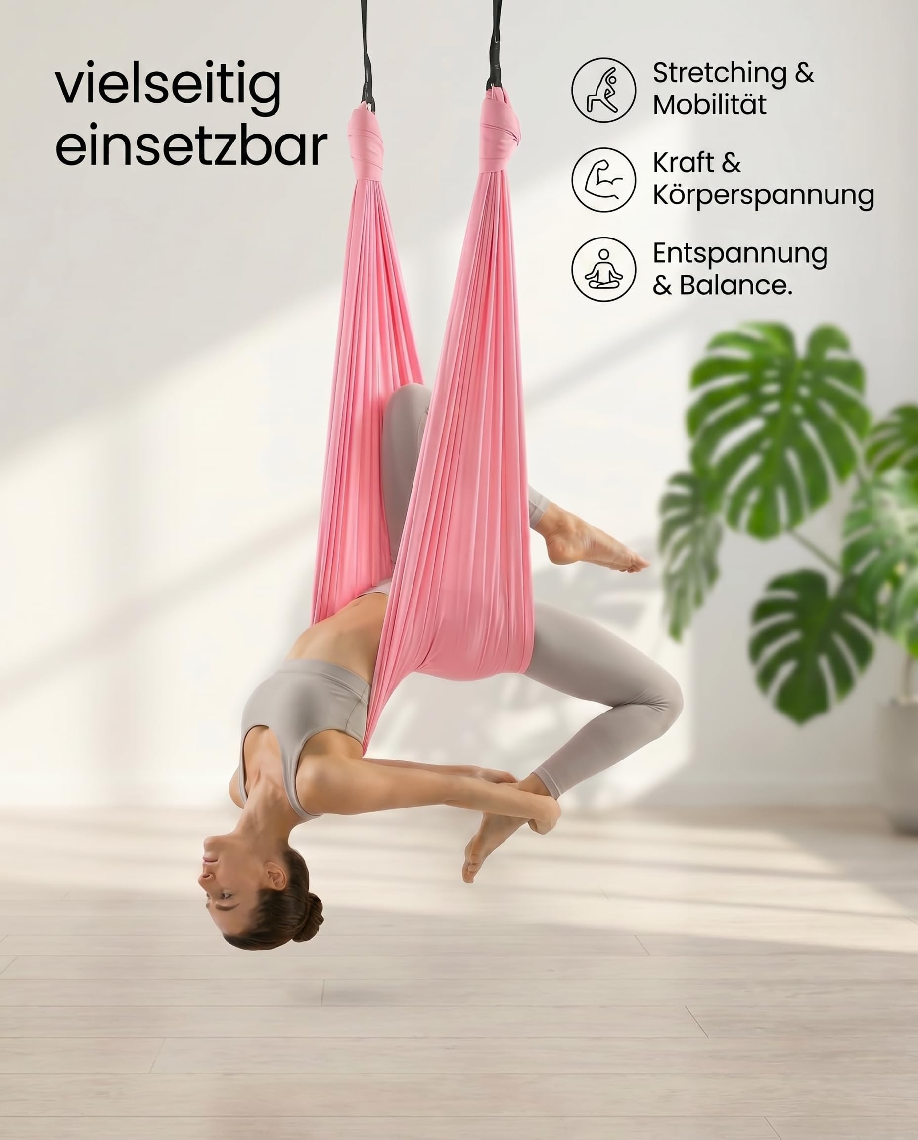 Yogaschaukel 4 m x 2,6 m – Aerial Yoga Tuch Komplettset mit Befestigung – hautfreundliches Nylon, verstellbare Gurte & Aufbewahrungsbeutel – für Yoga, Stretching & Entspannung