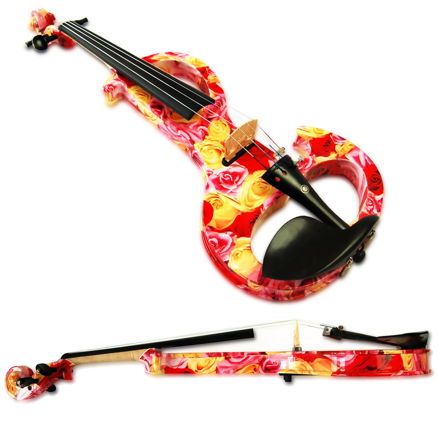 Aliyes - Violino elettrico professionale a mano da donna, silenzioso, 4/4, in legno massello, professionale, per principianti, per violino da viaggio, per spalla, 1003