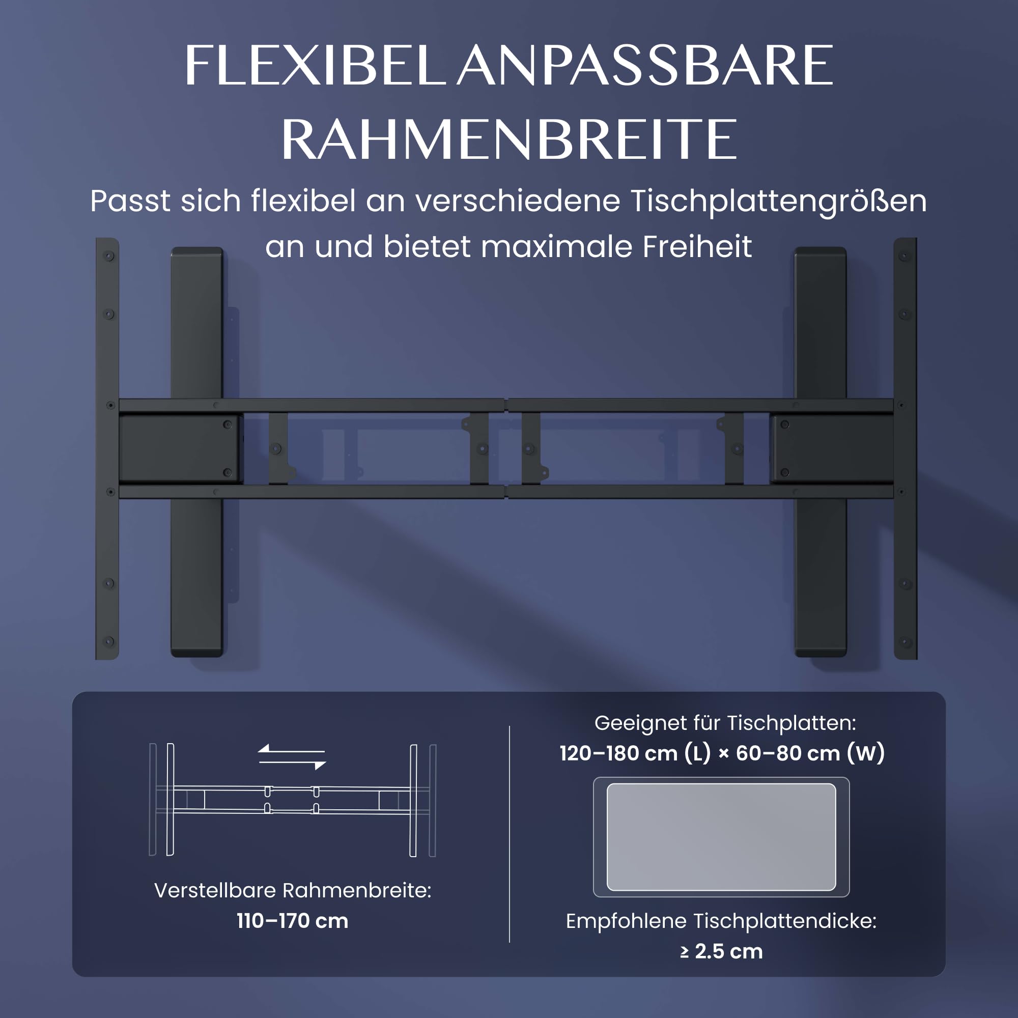 FLEXISPOT Höhenverstellbarer Schreibtisch Elektrisch Tischgestell mit 2 starken Motoren, Super Belastung 160KG, 3-Fach-Teleskop, Memory-Steuerung, LED Höhenanzeige (PRO Schwarz) | Elektrisches Tischgestell mit hoher Belastbarkeit bis 160 kg, Memory-Steuer