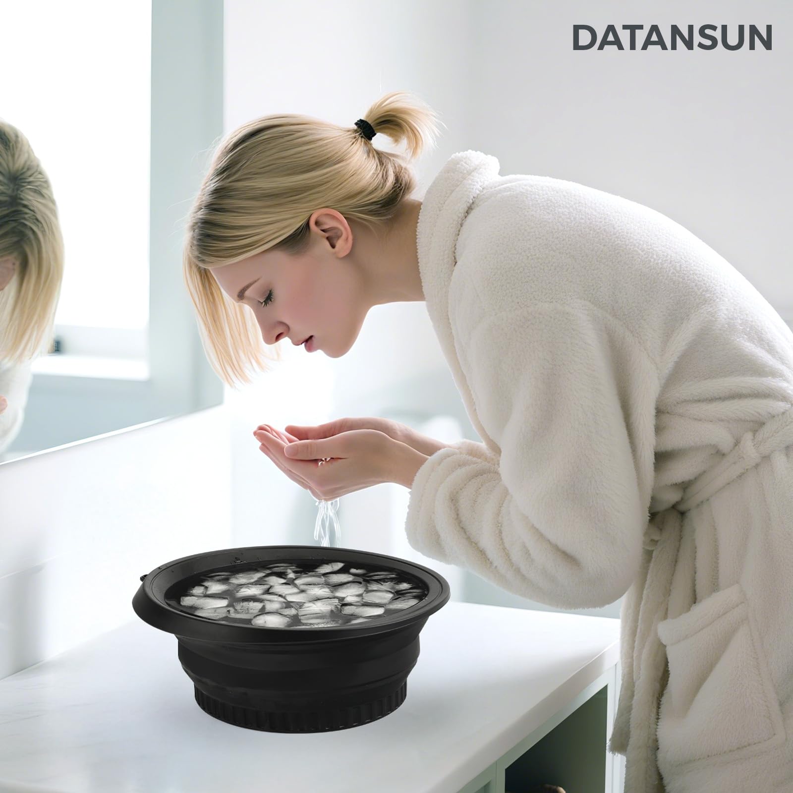 Face Bowl for Ice with Built-In Icetray,Black 2
