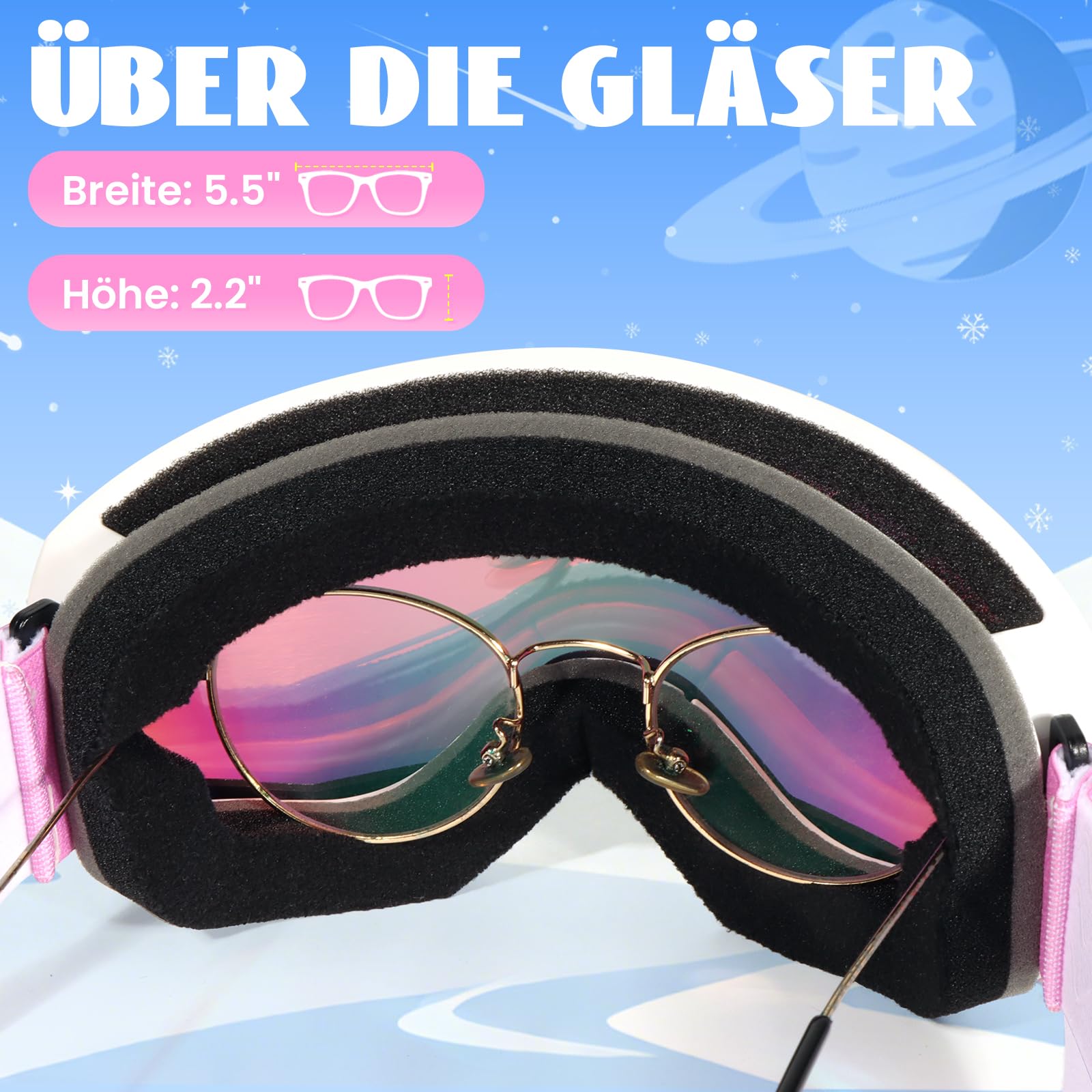 Supertrip Maschera da Sci Bambino, Occhiali da Sci snowboard Anti 400UV Anti Nebbia per bambini e bambine dai 6 ai 14 anni, maschera da snowboard compatibili con i caschi