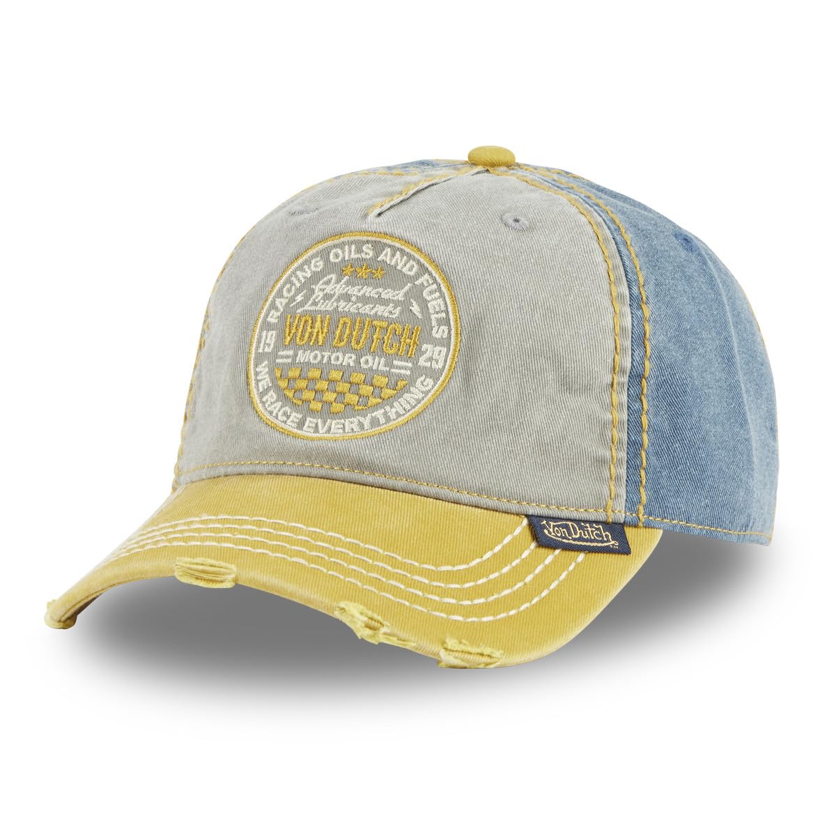 Von Dutch Czapka z daszkiem dla dorosłych z przodu z haftem efekt zużytego retro czaszki