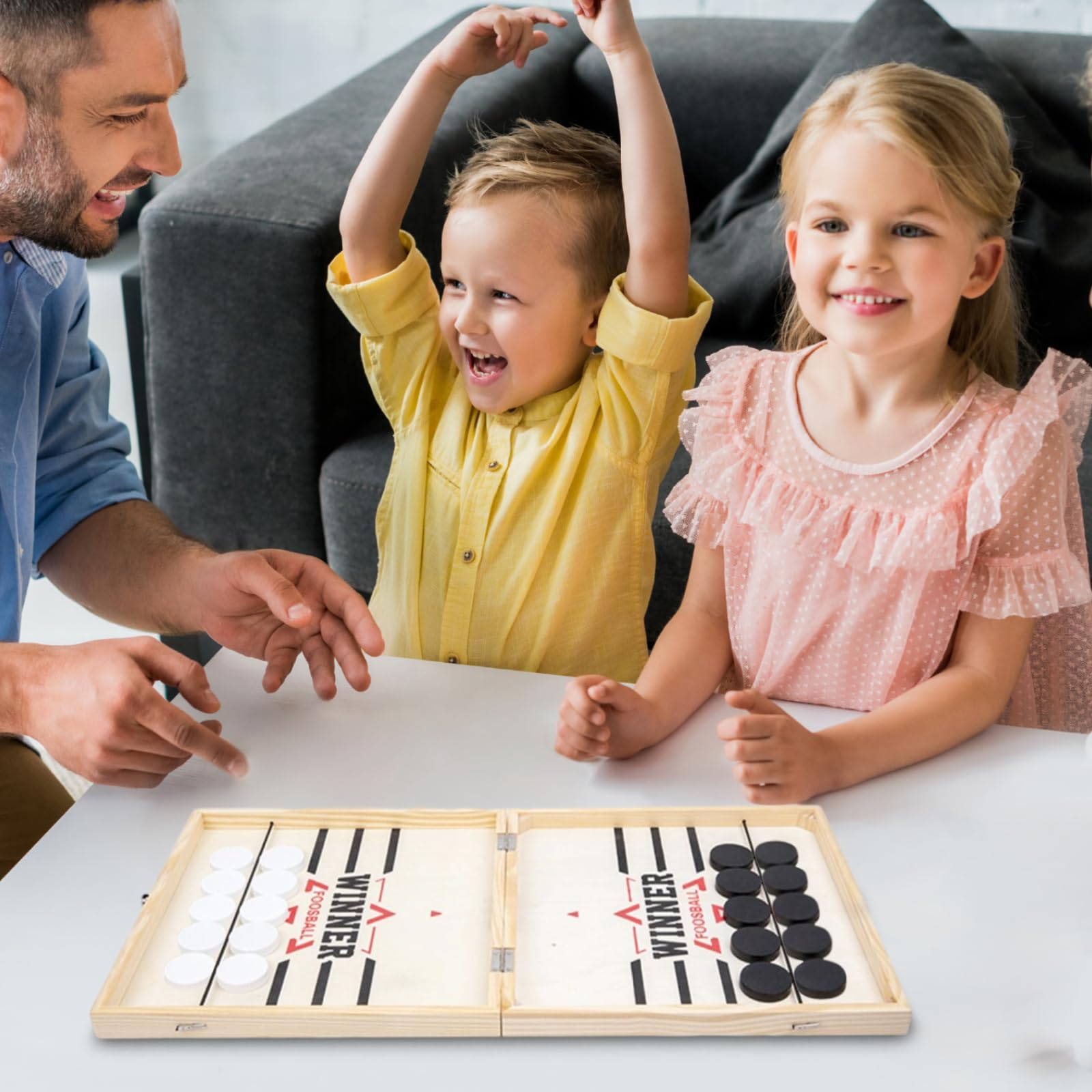 Jeu de Rondelle Rapide, Jeu de Hockey en Bois Taille Moyenne pour Interaction Parent-Enfant